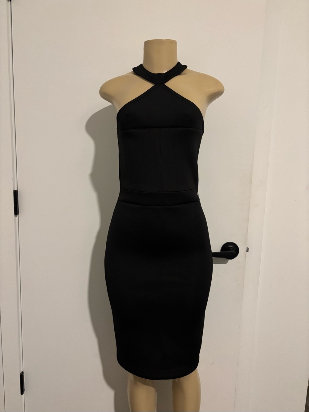 Georgia Reyes Women's Black One-Shoulder Halter Bodycon Dress
